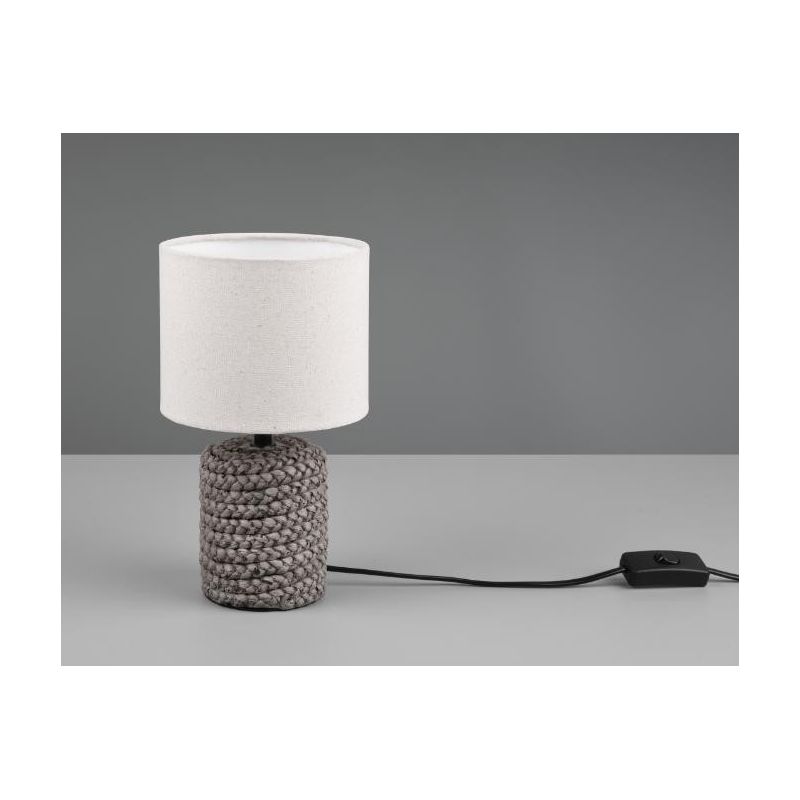 MALA LAMPADA DA TAVOLO IN CERAMICA EFFETTO CORDA CON PARALUME BEIGE IN TESSUTO ALTEZZA CM 26 RL - Cristalensi Shop Online
