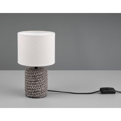 MALA LAMPADA DA TAVOLO IN CERAMICA EFFETTO CORDA CON PARALUME BEIGE IN TESSUTO ALTEZZA CM 26 RL - Cristalensi Shop Online
