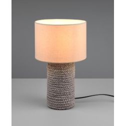 MALA LAMPADA DA TAVOLO IN CERAMICA EFFETTO CORDA CON PARALUME BEIGE IN TESSUTO ALTEZZA CM 38 RL - Cristalensi Shop Online