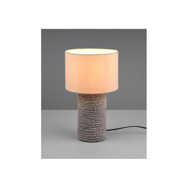 MALA LAMPADA DA TAVOLO IN CERAMICA EFFETTO CORDA CON PARALUME BEIGE IN TESSUTO ALTEZZA CM 38 RL - Cristalensi Shop Online