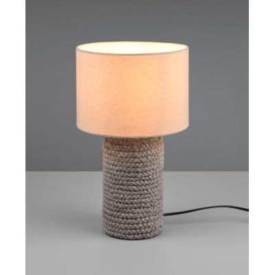 MALA LAMPADA DA TAVOLO IN CERAMICA EFFETTO CORDA CON PARALUME BEIGE IN TESSUTO ALTEZZA CM 38 RL - Cristalensi Shop Online