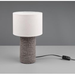 MALA LAMPADA DA TAVOLO IN CERAMICA EFFETTO CORDA CON PARALUME BEIGE IN TESSUTO ALTEZZA CM 38 RL - Cristalensi Shop Online 2