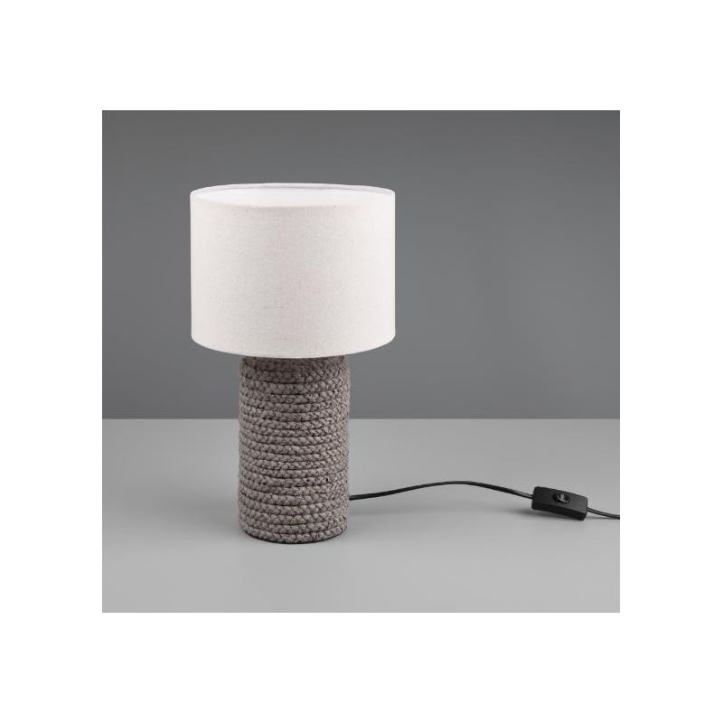 MALA LAMPADA DA TAVOLO IN CERAMICA EFFETTO CORDA CON PARALUME BEIGE IN TESSUTO ALTEZZA CM 38 RL - Cristalensi Shop Online