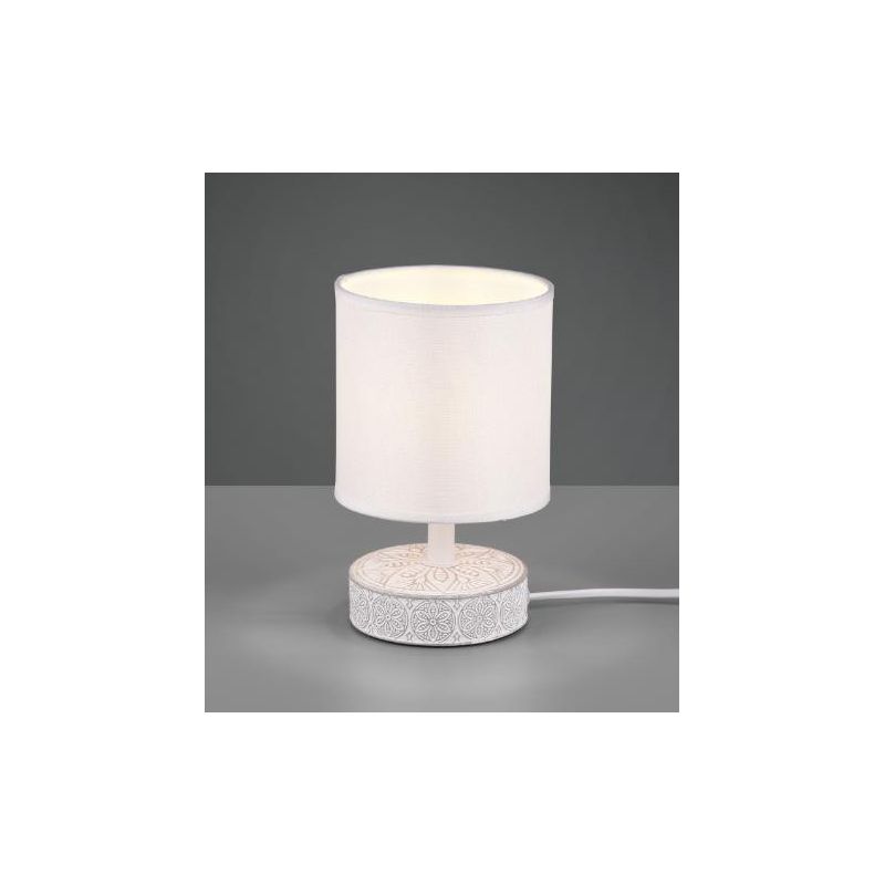 MARIE LAMPADA DA TAVOLO IN CERAMICA DECORATA CON PARALUME BEIGE IN TESSUTO ALTEZZA CM 20,5 RL - Cristalensi Shop Online