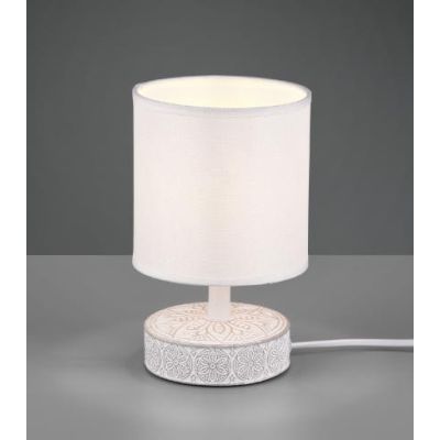 MARIE LAMPADA DA TAVOLO IN CERAMICA DECORATA CON PARALUME BEIGE IN TESSUTO ALTEZZA CM 20,5 RL - Cristalensi Shop Online