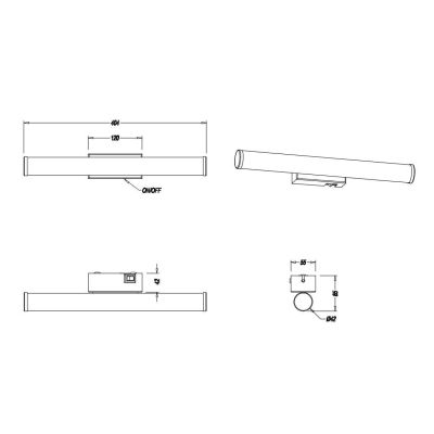 MATTIMO LAMPADA DA SPECCHIO FINITURA CROMO O NERA IP44 LED 4,3W LUCE 3000K LARGHEZZA CM 40 MODERNA TRIO LIGHTING - Cristalensi S