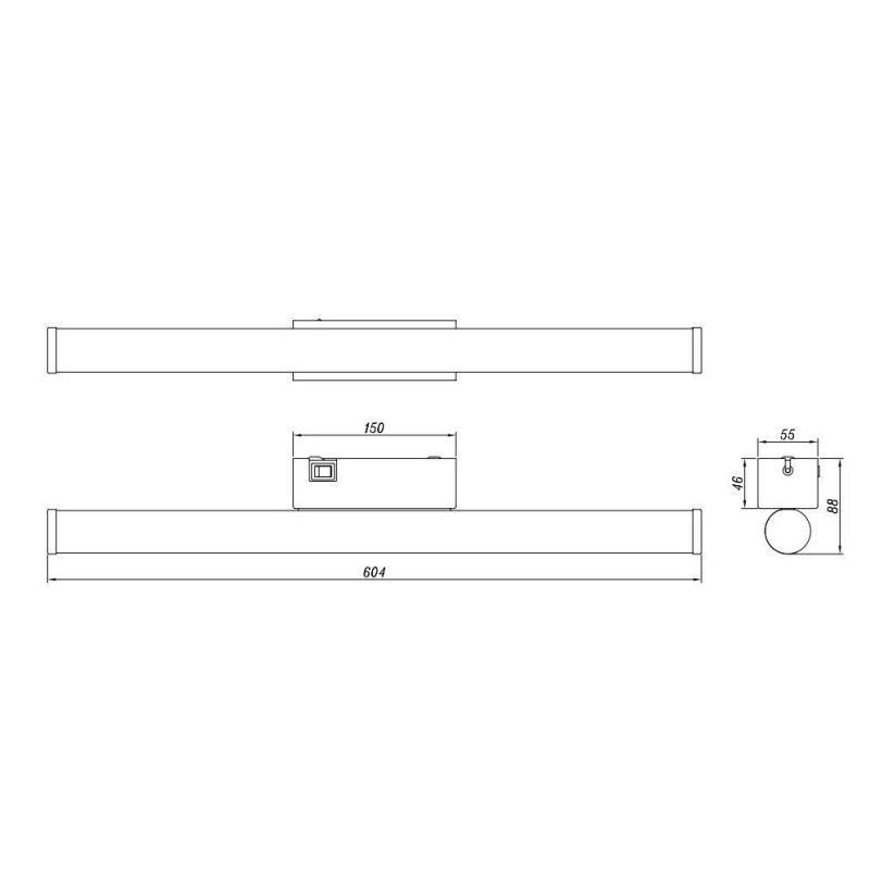 MATTIMO LAMPADA DA SPECCHIO FINITURA NERA O CROMO IP44 LED 6,5W LUCE 3000K LARGHEZZA CM 60 MODERNA TRIO LIGHTING - Cristalensi S