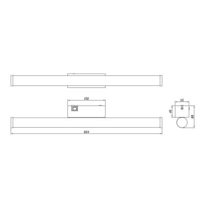 MATTIMO LAMPADA DA SPECCHIO FINITURA NERA O CROMO IP44 LED 6,5W LUCE 3000K LARGHEZZA CM 60 MODERNA TRIO LIGHTING - Cristalensi S