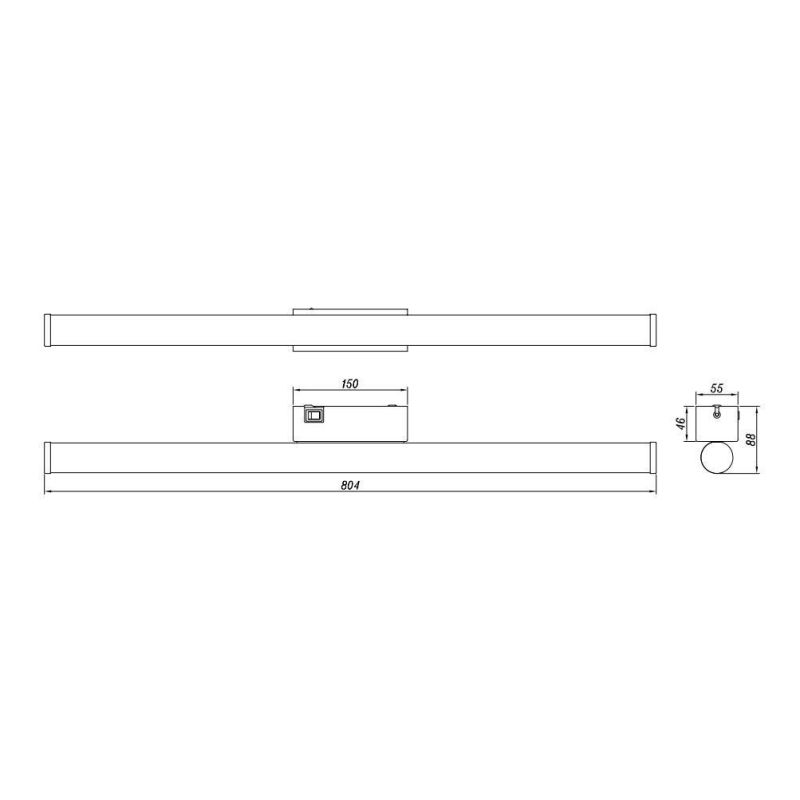 MATTIMO LAMPADA DA SPECCHIO FINITURA NERA O CROMO IP44 LED 8,6W LUCE 3000K LARGHEZZA CM 80 MODERNA TRIO LIGHTING - Cristalensi S