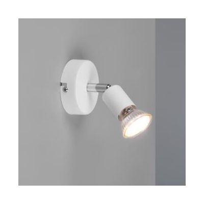 PARIS SPOT AD 1 LUCE LED GU10 CON SNODO IN METALLO BIANCO, NERO O ALLUMINIO DIAMETRO CM 8 RL - Cristalensi Shop Online