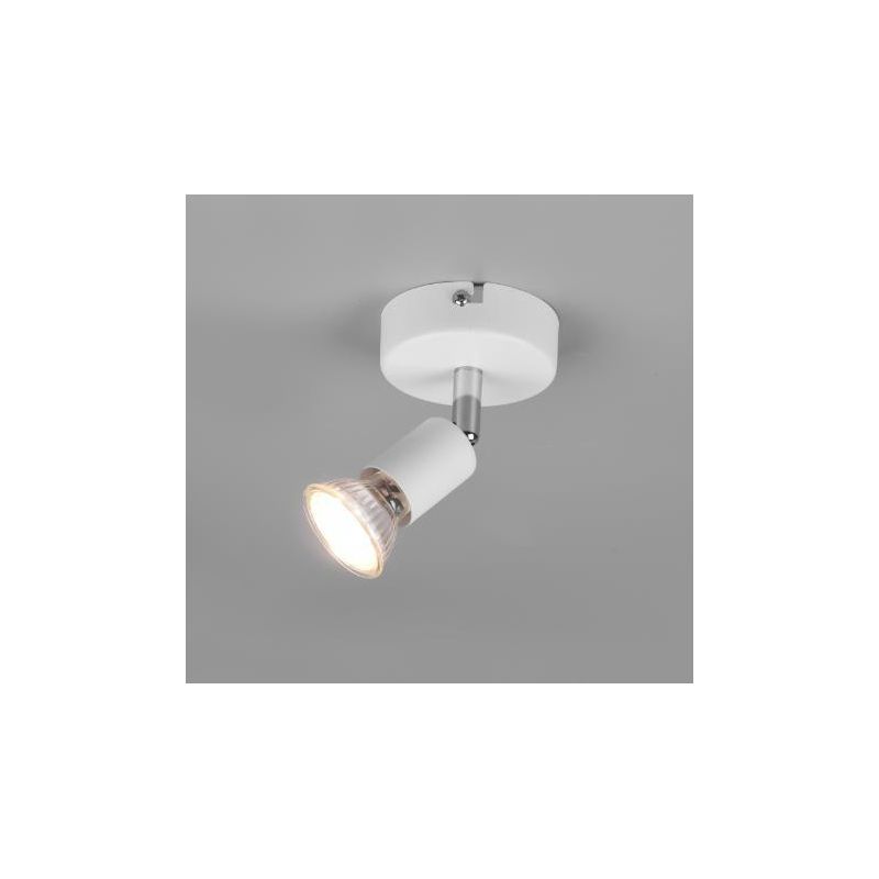 PARIS SPOT AD 1 LUCE LED GU10 CON SNODO IN METALLO BIANCO, NERO O ALLUMINIO DIAMETRO CM 8 RL - Cristalensi Shop Online