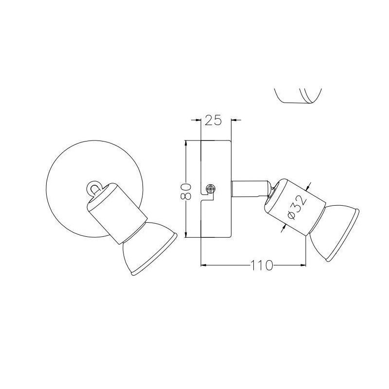 PARIS SPOT AD 1 LUCE LED GU10 CON SNODO IN METALLO BIANCO, NERO O ALLUMINIO DIAMETRO CM 8 RL - Cristalensi Shop Online