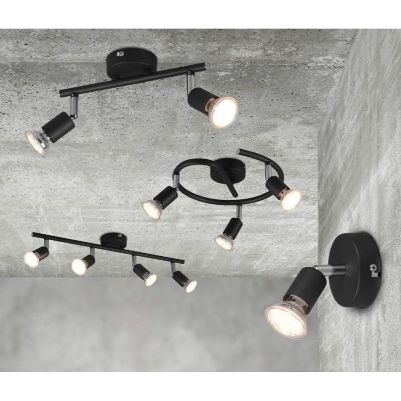 PARIS FARETTO DA SOFFITTO CON 4 SPOT LED GU10 CON SNODI BIANCO, ACCIAIO O NERO LARGHEZZA CM 50 RL - Cristalensi Shop Online