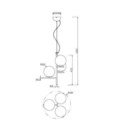 PURE LAMPADARIO A SOSPENSIONE IN METALLO CON 3 SFERE IN VETRO D40 CM TRIO LIGHTING - Cristalensi Shop Online