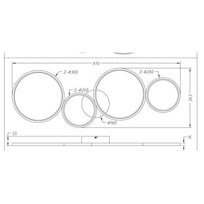 RONDO PLAFONIERA A 4 CERCHI CON LED 37W MODERNA LUCE 3000K DIMMERABILE METALLO 2 FINITURE TRIO LIGHTING - Cristalensi Shop Onlin