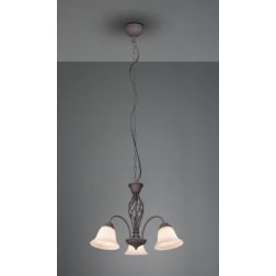 RUSTICA LAMPADARIO A 3 LUCI IN METALLO COLOR RUGGINE CON DIFFUSORI IN VETRO BIANCO D55 CM TRIO LIGHTING - Cristalensi Shop Onlin 2