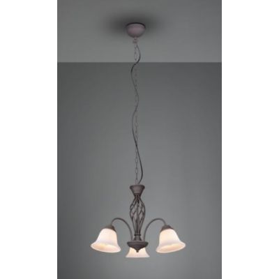 RUSTICA LAMPADARIO A 3 LUCI IN METALLO COLOR RUGGINE CON DIFFUSORI IN VETRO BIANCO D55 CM TRIO LIGHTING - Cristalensi Shop Onlin