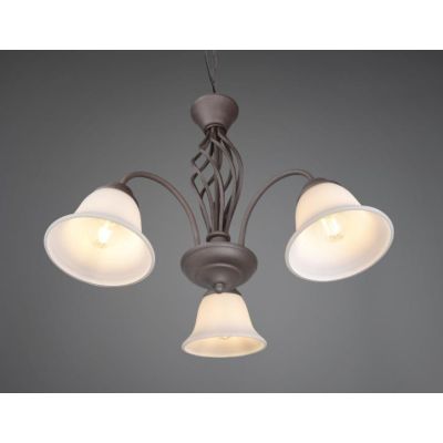 RUSTICA LAMPADARIO A 3 LUCI IN METALLO COLOR RUGGINE CON DIFFUSORI IN VETRO BIANCO D55 CM TRIO LIGHTING - Cristalensi Shop Onlin