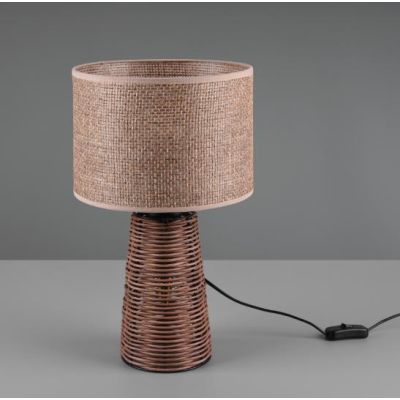 STRAW LAMPADA DA TAVOLO IN RATTAN NATURALE CON PARALUME IN TESSUTO CON DOPPIA ILLUMINAZIONE H40 CM RL - Cristalensi Shop Online