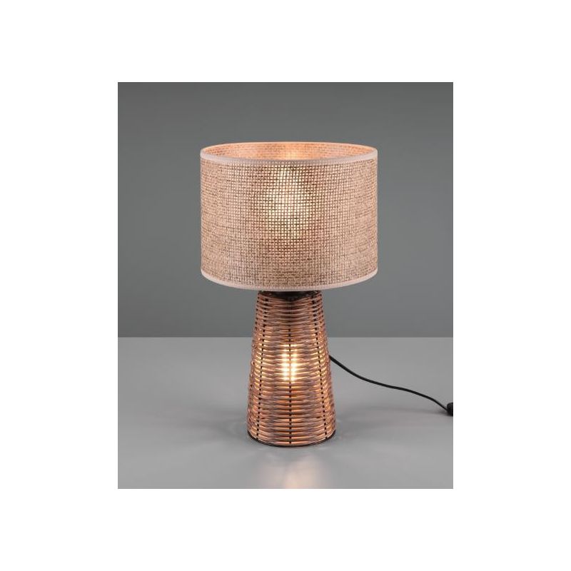 STRAW LAMPADA DA TAVOLO IN RATTAN NATURALE CON PARALUME IN TESSUTO CON DOPPIA ILLUMINAZIONE H40 CM RL - Cristalensi Shop Online