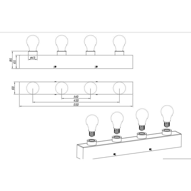 THEATRO APPLIQUE DA SPECCHIO IN METALLO CROMATO CON 4 LAMPADINE A VISTA IP44 LARGHEZZA CM 55 TRIO LIGHTING - Cristalensi Shop On