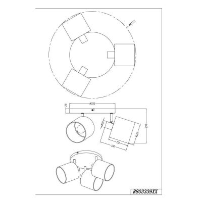 TOMMY PLAFONIERA 3 SPOT ORIENTABILI METALLO NERO O ACCIAIO SATINATO CON PARALUMI IN TESSUTO D25 CM RL - Cristalensi Shop Online