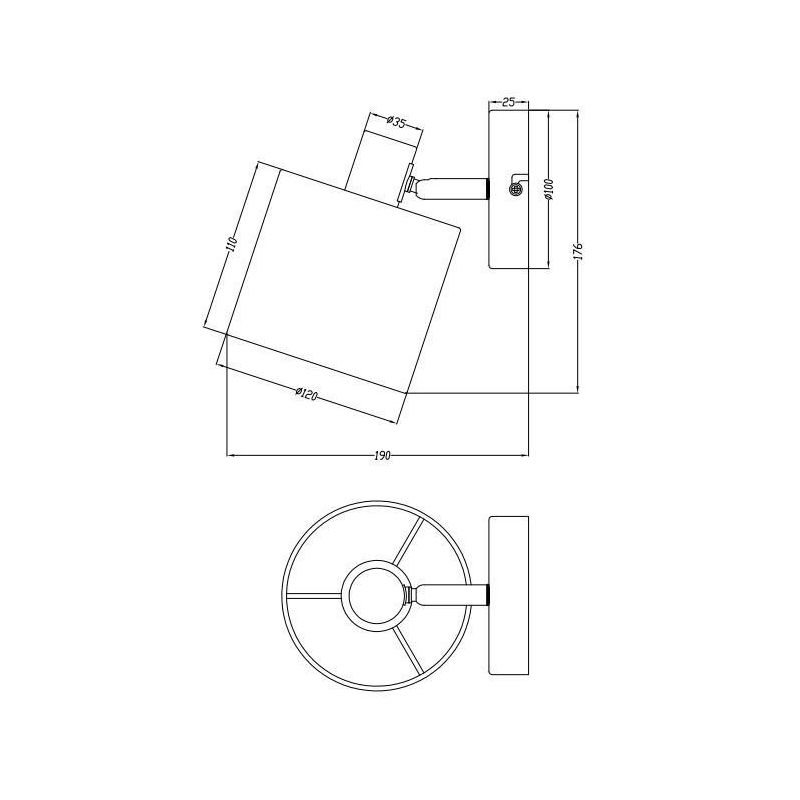 TOMMY SPOT SINGOLO ORIENTABILE IN METALLO NERO O ACCIAIO SATINATO CON PARALUME IN TESSUTO L12 CM RL - Cristalensi Shop Online