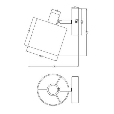 TOMMY SPOT SINGOLO ORIENTABILE IN METALLO NERO O ACCIAIO SATINATO CON PARALUME IN TESSUTO L12 CM RL - Cristalensi Shop Online