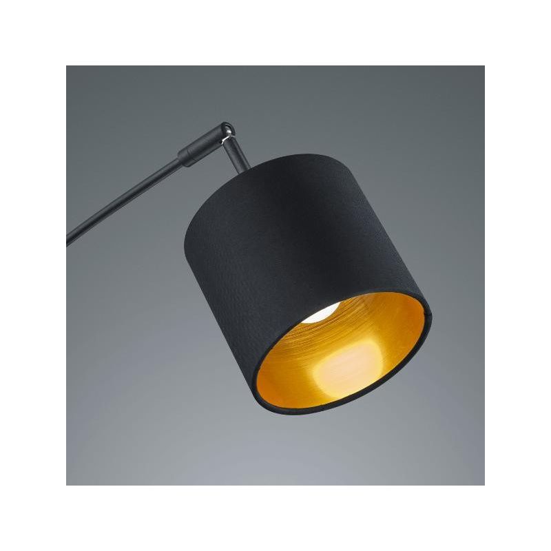 TOMMY PIANTANA AD ARCO METALLO NERO O ACCIAIO SATINATO CON 5 PARALUMI IN TESSUTO CON SNODO H200 CM RL - Cristalensi Shop Online