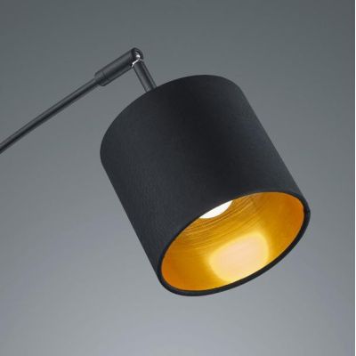 TOMMY PIANTANA AD ARCO METALLO NERO O ACCIAIO SATINATO CON 5 PARALUMI IN TESSUTO CON SNODO H200 CM RL - Cristalensi Shop Online