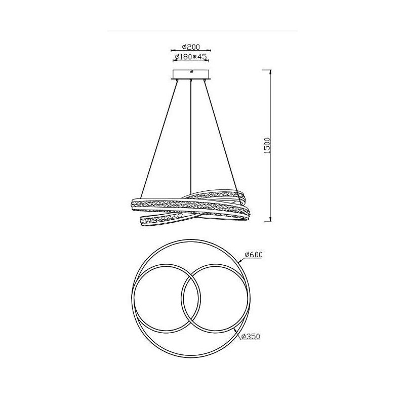 NURIA SOSPENSIONE LED 60W LUCE 2300-3000-4000K DIMMERABILE DIAMETRO CM 60 2 FINITURE COLORE TRIO LIGHTING - Cristalensi Shop Onl