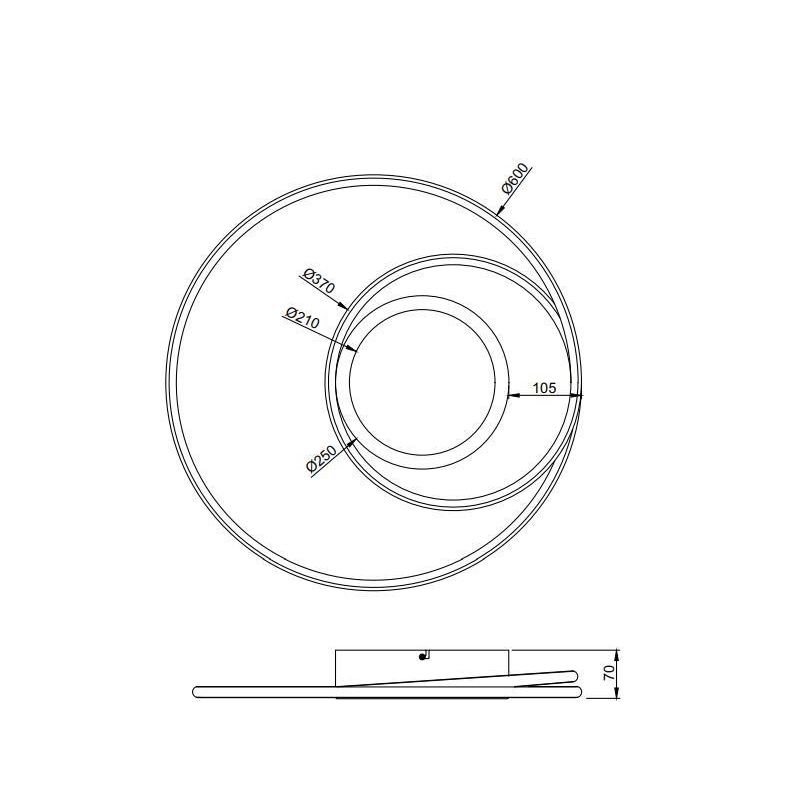 YAVA PLAFONIERA LED D60 CON LUCE CENTRALE LED 56W LUCE 2700-6000K CON TELECOMANDO 2 FINITURE TRIO LIGHTING - Cristalensi Shop On