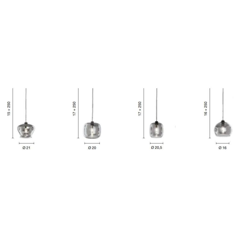 VERVE SOSPENSIONE MODERNA CON BASE NERA E CON 12 LUCI IN VETRO SOFFIATO MULTICOLORE D80 CM ONDALUCE CICIRIELLO - Cristalensi Sho
