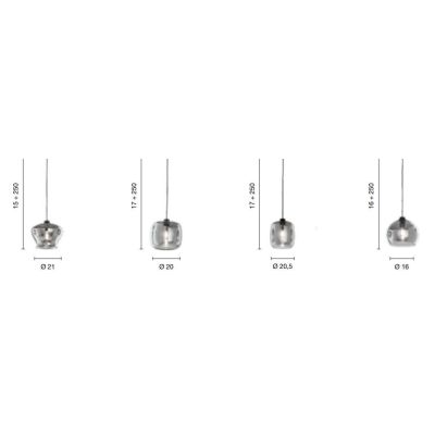 VERVE SOSPENSIONE MODERNA CON DECENTRO 12 DIFFUSORI IN VETRO SOFFIATO MULTICOLORE ONDALUCE CICIRIELLO - Cristalensi Shop Online