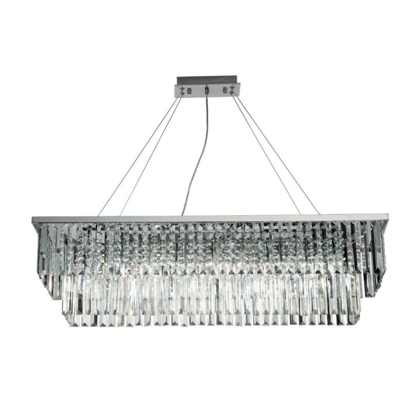 DAIQUIRI SOSPENSIONE 8 LUCI L100 CM CROMO CON PENDAGLI DECORATIVI IN CRISTALLO DESIGN MODERNO ONDALUCE CICIRIELLO - Cristalensi