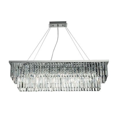 DAIQUIRI SOSPENSIONE 8 LUCI L100 CM CROMO CON PENDAGLI DECORATIVI IN CRISTALLO DESIGN MODERNO ONDALUCE CICIRIELLO - Cristalensi