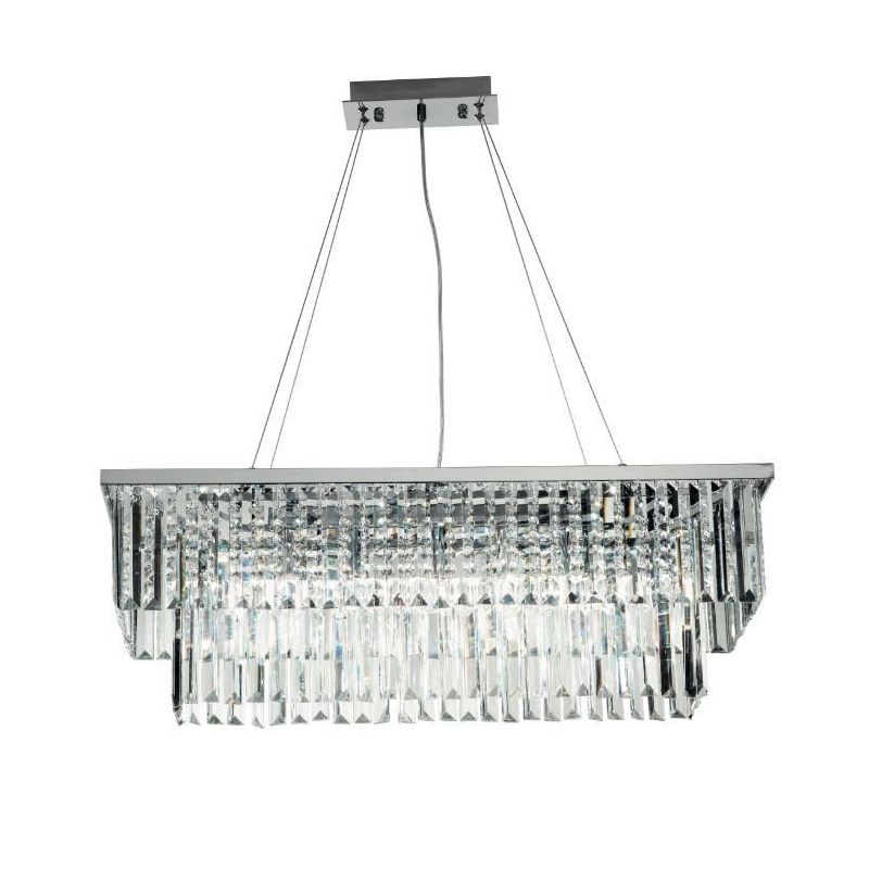 DAIQUIRI SOSPENSIONE 6 LUCI L80 CM CROMO CON PENDAGLI DECORATIVI IN CRISTALLO DESIGN MODERNO ONDALUCE CICIRIELLO - Cristalensi S