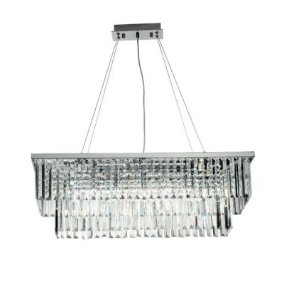 DAIQUIRI SOSPENSIONE 6 LUCI L80 CM CROMO CON PENDAGLI DECORATIVI IN CRISTALLO DESIGN MODERNO ONDALUCE CICIRIELLO - Cristalensi S