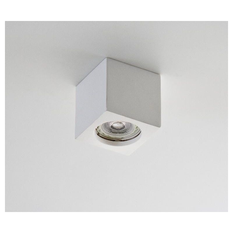 820 PLAFONIERA CUBICA IN GESSO VERNICIABILE CON ATTACCO GU10 ISYLUCE - Cristalensi Shop Online