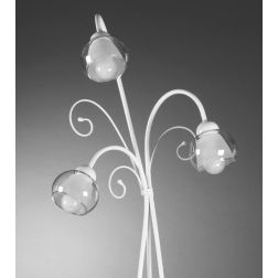 PIANTANA CLASSICA 3 LUCI IN METALLO BIANCO CON PARALUMI IN VETRO ALTEZZA CM 180 CRISTALENSI LIGHT - Cristalensi Shop Online 2