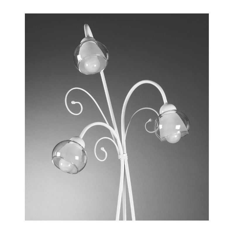 PIANTANA CLASSICA 3 LUCI IN METALLO BIANCO CON PARALUMI IN VETRO ALTEZZA CM 180 CRISTALENSI LIGHT - Cristalensi Shop Online