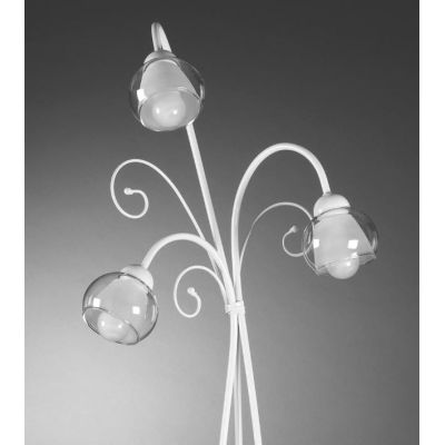 PIANTANA CLASSICA 3 LUCI IN METALLO BIANCO CON PARALUMI IN VETRO ALTEZZA CM 180 CRISTALENSI LIGHT - Cristalensi Shop Online