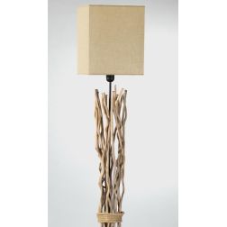 PIANTANA STILE COUNTRY IN LEGNO NATURALE CON PARALUME IN STOFFA BEIGE ALTEZZA CM 175 CRISTALENSI LIGHT - Cristalensi Shop Online 2