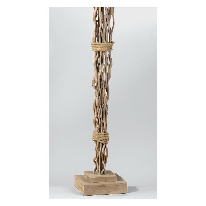 PIANTANA STILE COUNTRY IN LEGNO NATURALE CON PARALUME IN STOFFA BEIGE ALTEZZA CM 175 CRISTALENSI LIGHT - Cristalensi Shop Online