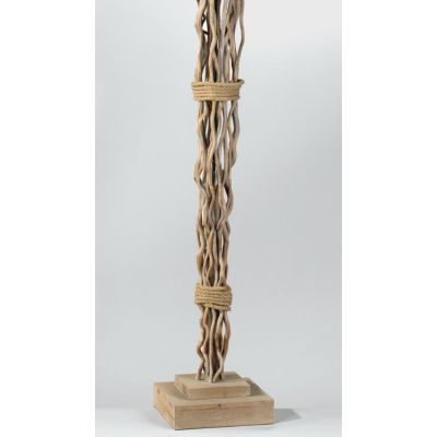 PIANTANA STILE COUNTRY IN LEGNO NATURALE CON PARALUME IN STOFFA BEIGE ALTEZZA CM 175 CRISTALENSI LIGHT - Cristalensi Shop Online