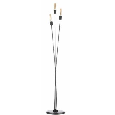 PIANTANA VINTAGE IN METALLO NERO ALTEZZA CM 180 CON 3 LAMPADINE A VISTA ATTACCO E27 CRISTALENSI LIGHT - Cristalensi Shop Online