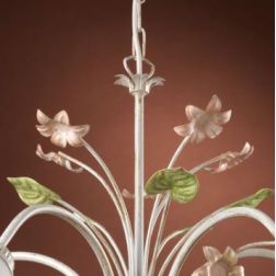 LAMPADARIO 3 LUCI METALLO BIANCO SPENNELLATO ORO E PARALUMI IN VETRO SATINATO SFUMATO ROSA CRISTALENSI LIGHT - Cristalensi Shop 2