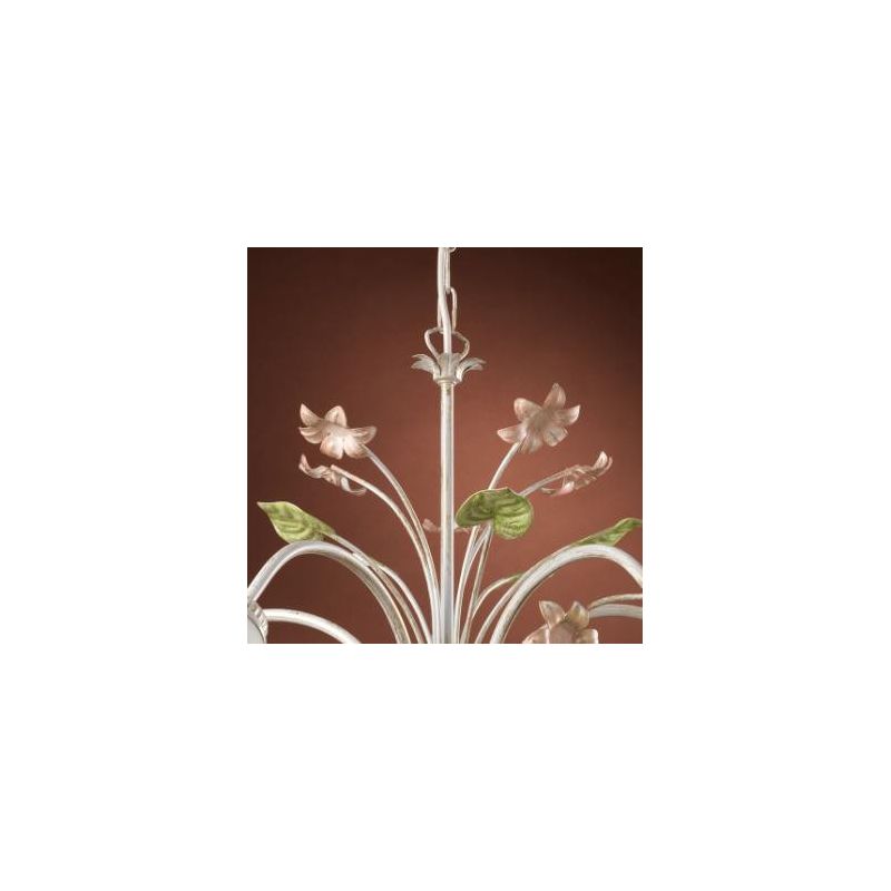 LAMPADARIO 3 LUCI METALLO BIANCO SPENNELLATO ORO E PARALUMI IN VETRO SATINATO SFUMATO ROSA CRISTALENSI LIGHT - Cristalensi Shop