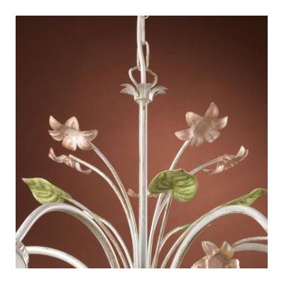 LAMPADARIO 3 LUCI METALLO BIANCO SPENNELLATO ORO E PARALUMI IN VETRO SATINATO SFUMATO ROSA CRISTALENSI LIGHT - Cristalensi Shop