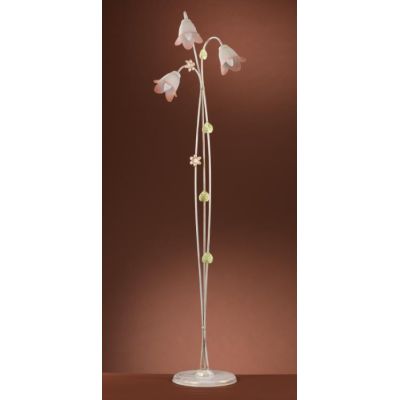 PIANTANA 3 LUCI METALLO BIANCO SPENNELLATO ORO E PARALUMI IN VETRO SATINATO SFUMATO ROSA CRISTALENSI LIGHT - Cristalensi Shop On